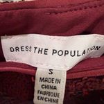 Dress the Population  Kady Dress Womens Size S Merlot Red Sequin Midi Tulle Dot Photo 3