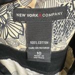 New York And Company  100% cotton tan black & gray floral print midi dress size 10 Photo 3