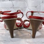 Liz Claiborne "Amelia' Heeled Sandal Red Snakeskin Pattern-7 Photo 4