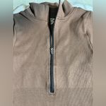 Bodysuit NWOT Brown Bodysuit Ribbed Zip front Short Sleeve Small Photo 2