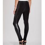 BCBGMAXAZRIA Caragh Faux Leather Panel Leggings Black Pull On Mixed Media Small Photo 4