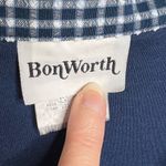 Bonworth Vintage Bon Worth Floral Butterfly Shirt Collar Women’s Size Large Blue cottage Photo 2