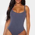 Pretty Little Thing Shape Charcoal Cotton Binded Strappy Bodysuit Photo 1