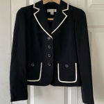 Petite Sophisticate  Black Blazer with White Accents Photo 0