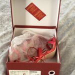 Red satin & glitter strappy lace up high heel shoes prom special occasion size 9 Photo 3