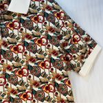 Nicklaus Vintage Book Print Academia Polo Women’s Size Large Crest Chainlink Red Photo 5