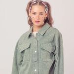 Love Riche  Studded Olive Green Shacket Medium NWT Photo 0