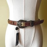 Nanni Milano Patchwork Tooled‎ Leather Belt Size 30 NWT with Dust Bag Y2K Brown Photo 0