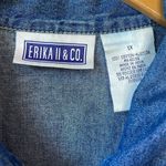 Erika & Co Fall Autumn Leaves Button Down Denim Shirt 1X Blue Photo 3