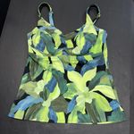 Athleta Bathing Suit Swim Tankini Top Green Floral Underwire Bra Cup 38 B/C Photo 2