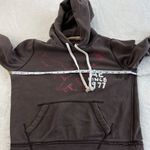American Eagle Y2K Graphic Print Hoodie Womens M Brown Cropped Pullover Pocket Size M Photo 4