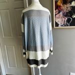 Striped Open Front Cardigan Sweater Long Sleeve Knitwear Duster Small Coastal Gray Photo 7