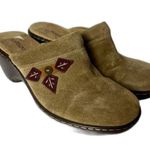 Softspots Womens Lara Clog Mule Suede Leather Flower Cushioned Footbed Wood 7.5 Red Photo 0