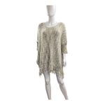 Umgee  Fringe Poncho‎ Knit Sweater Tunic Pullover Oversized Neutral Colors Photo 6