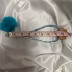 Handmade  Green and Blue Daisy Wristlet Keychain with Blue Pompom Photo 5