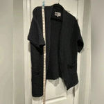 Habitat  Black Waffle Linen Blend Short Sleeve Open Cardigan Pockets Size XS Photo 4