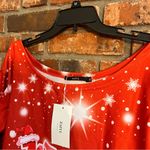 Zaful NWT  womens Christmas holiday drop shoulder sweatshirt red XL Photo 3
