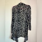 Adora Greige Leopard Animal Print Gauzy Open Front Waterfall Hem Cardigan M Gray Size M Photo 4