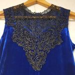 NWT Sapphire Blue Velvet &‎ Black Lace Maxi Dress Whimsigoth Gothic Witchy Photo 1
