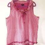 Gap Blouse Pink & Cream Patterned Sleeveless Ruffle Bow Blouse Sz XXL EUC Photo 0