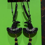 Betsey Johnson  Glittering Black Witch Hat Earrings Photo 0