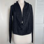 EXPRESS Black Metallic Shimmer Deep Cowl Top Wool Alpaca Mohair Blend Small S Photo 0
