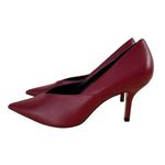 ZARA Red Pointed Toe Heels Pumps Leather Blogger Favorite Sz 37EU 6.5US Photo 3