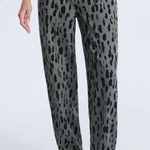 NWT Scoop Seamed Denim Barrel Jeans Wide Leg High Rise Leopard Print Olive SZ 6 Green Photo 0