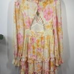 Flying Tomato  Dress Women M Pink Orange Floral Living My Best Style Ruffle Mini Photo 5