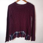 Cloud Chaser  M Sweater Knit Layered Top in Maroon Plaid Trim Photo 1