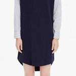 Madewell Mixed Media Sweater Dress Cotton V Neck Striped Long Sleeve Preppy Photo 0