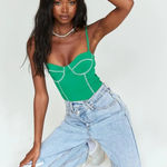Princess Polly Woman's Sz 12 Kelly Green Opposites Attract Bodysuit Photo 0