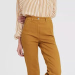 Everlane The Straight Leg Crop Pants Cotton Golden Brown Yellow Size 00 Photo 0
