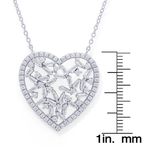 Macy's Macy’s Fine Silver Cubic Zirconia Heart Pendant Necklace 18” NWT Photo 4
