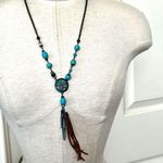 Shyanne blue leaf tassel beaded necklace Photo 0