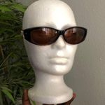 Black and brown vintage 90s retro oval sunglasses gold handle Photo 1