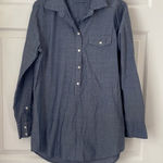 J.Crew  Chambray Tunic Shirt‎ Womens Size Small Blue Collared Pocket Button Up Photo 0