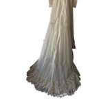 Vtg 60s Lace Victorian Wedding Dress High Neck Long Sleeve‎ Pearl Trim Size 2 XS Photo 6