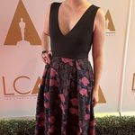 Hutch  Black Purple Floral Lace Skirt V-Neck Plunging High-Low Dress Size 4 Photo 11