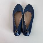 Chloé Chloe Womens Lauren Scalloped Blue Leather Flats Photo 4