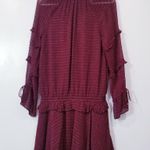 HOSS Intropia Metallic Tiered Ruffle Long Sleeves Mini Dress Holiday Christmas Red Size M Photo 4
