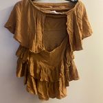 Nectar Clothing  Womens Brown Off The Shoulder Romper M Medium Ruffles Photo 3