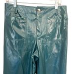 Maeve Anthropologie Colette Faux Leather Blue Cropped Wide-Leg Pants Size 30 Photo 3