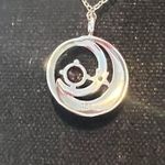 Sterling Silver with real garnet moon and star necklace Brand new in box Photo 2