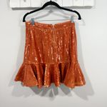 J.Crew Orange Sequin Ruffle Hem Mini Skirt NWT Size 4 Party Holiday Photo 3