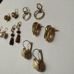 Lot Of 6 Pierced Stud / Dangle Drop Earrings Gold Tone And 1 Two Tone Photo 9