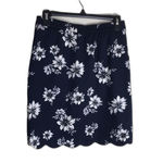 Skies Are Blue  Scalloped Hem & pockets Navy Floral Skirt size small Photo 5
