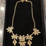 J.Crew  Statement Clear Rhinestone Gold Tone Floral Necklace Vintage Photo 3