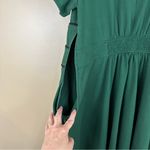 Eshakti  Custom Green with Black Trim Short Sleeve Knee Length Dress Large Photo 5