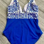 Boden Blue and White Elegant One Piece Swimsuit Size 14 Photo 1